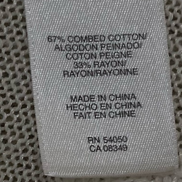 Jones New York off white sheer open front cardigan floral design cotton large - Picture 9 of 9